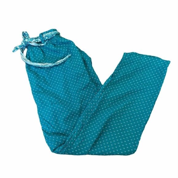 VINTAGE Petite Teal Printed Scarf Belt Light Pant - Picture 1 of 9
